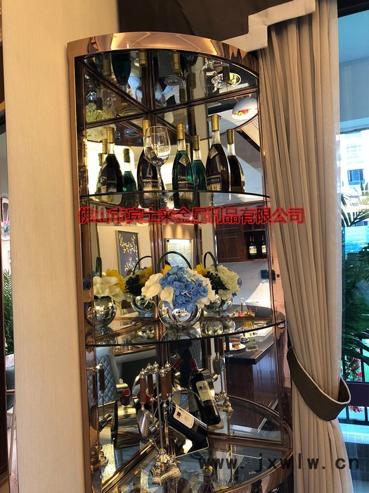 佛山市賓仕來別墅不銹鋼紅酒展示柜 拉絲酒柜恒溫壓縮機(jī)豪華酒柜 陳列酒架定制 酒柜定制