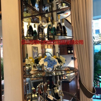 佛山市賓仕來別墅不銹鋼紅酒展示柜 拉絲酒柜恒溫壓縮機(jī)豪華酒柜 陳列酒架定制 酒柜定制