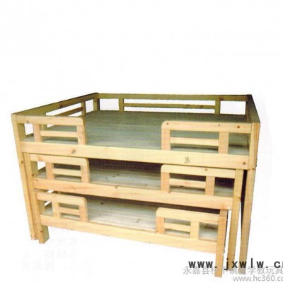 俄羅斯原料定制加厚多人推拉床 實木木質(zhì)幼兒園小床 兒童床