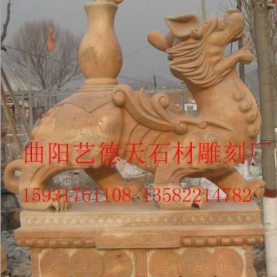 石雕麒麟 晚霞紅麒麟,動物雕刻 漢白玉石獅子 曲陽動物雕刻