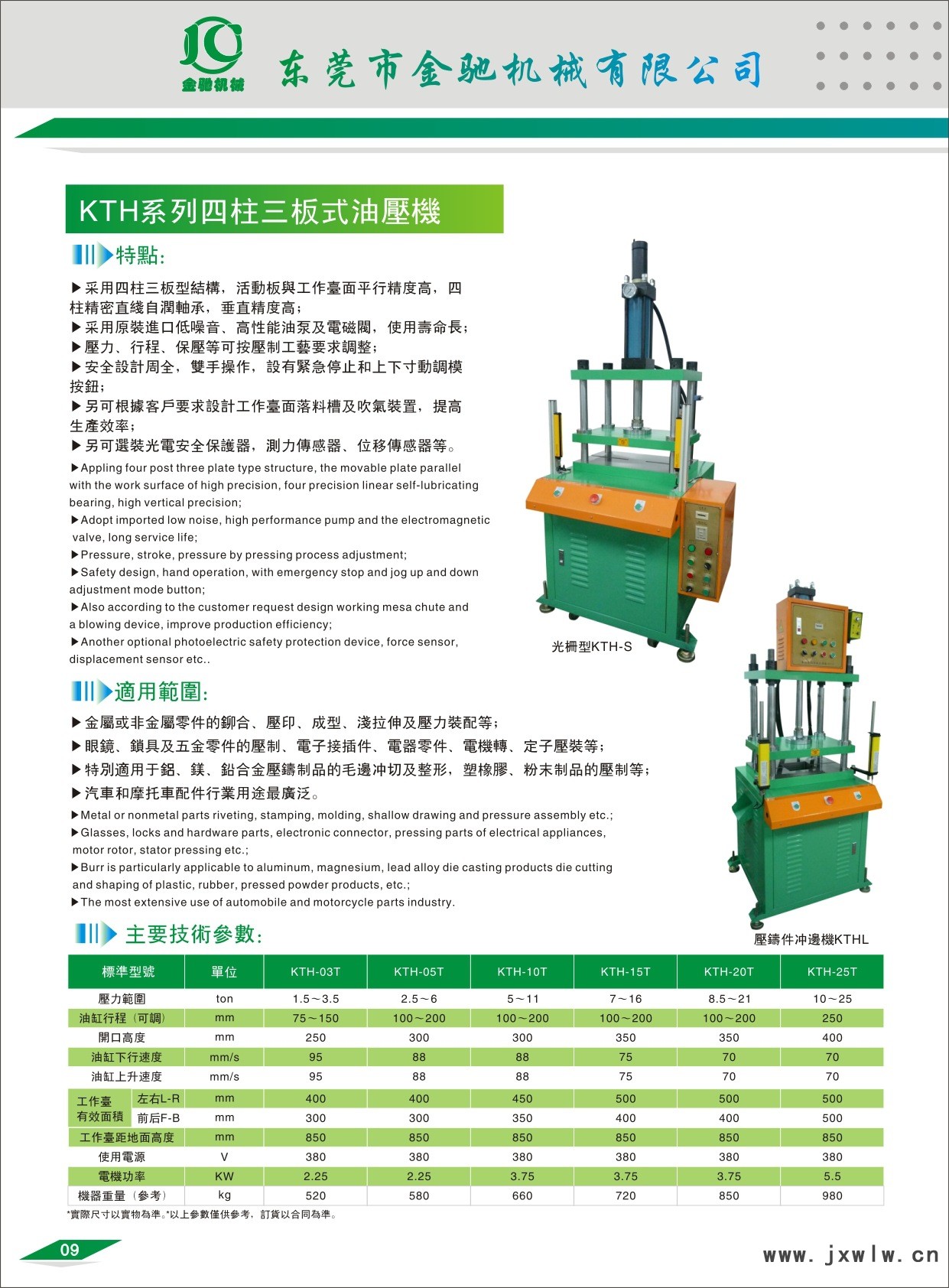 KTH-四柱三板油壓機